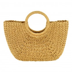 Half-Moon Hand Woven Straw Handbag