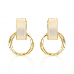 Vintage Alloy Ring Agate Stud Earrings