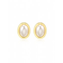Alloy Oval Pearl Earrings