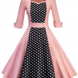  Polka Dot Patchwork Dress