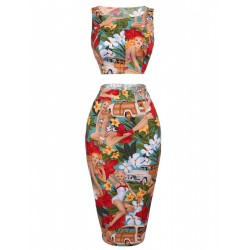 2PCS   Lady Crop Top & Pencil Skirt