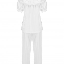 White Modal Puff Sleeve Bib Pajama Set